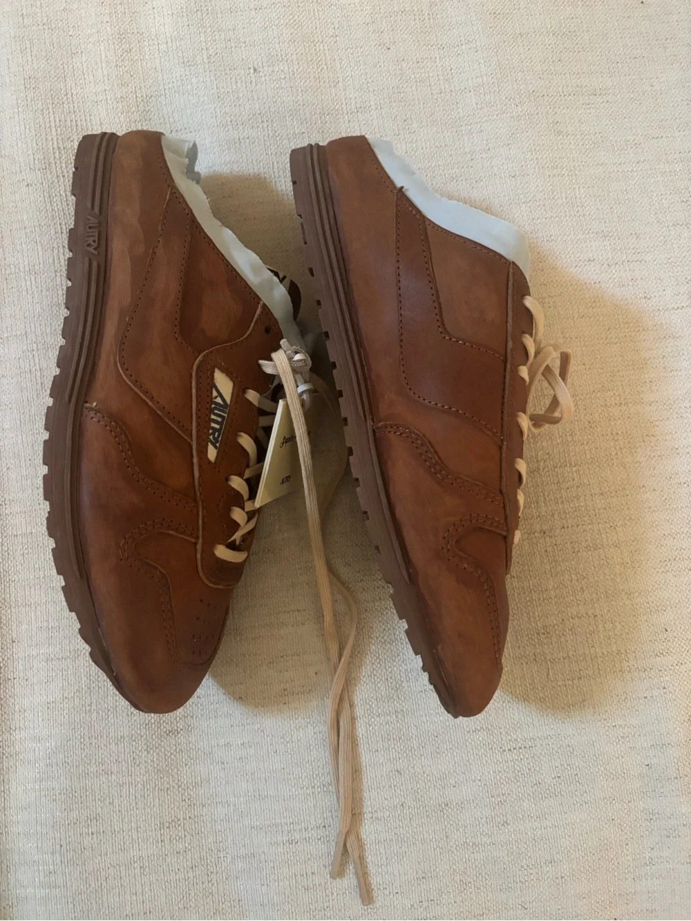 Autry New Brown Leather Lace-Up Women’s Sneakers